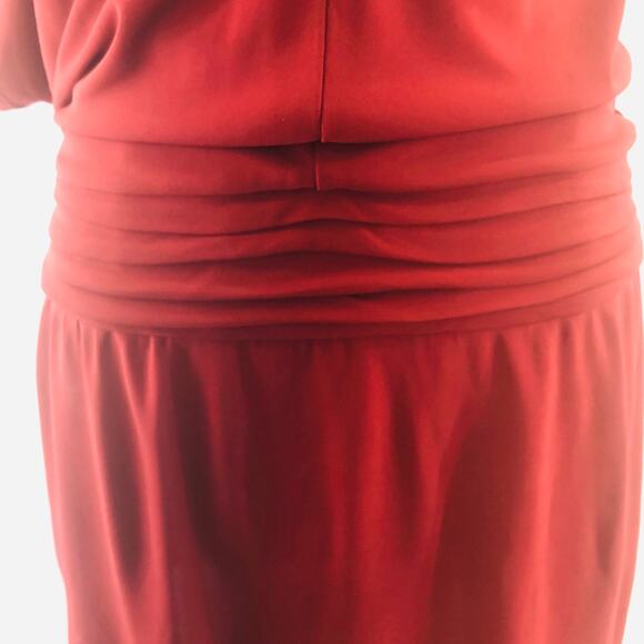 Haute Hippie Size S Crimson Crush Cowl Sleeve Deep V Asymmetric Mini Dress - Picture 8 of 11